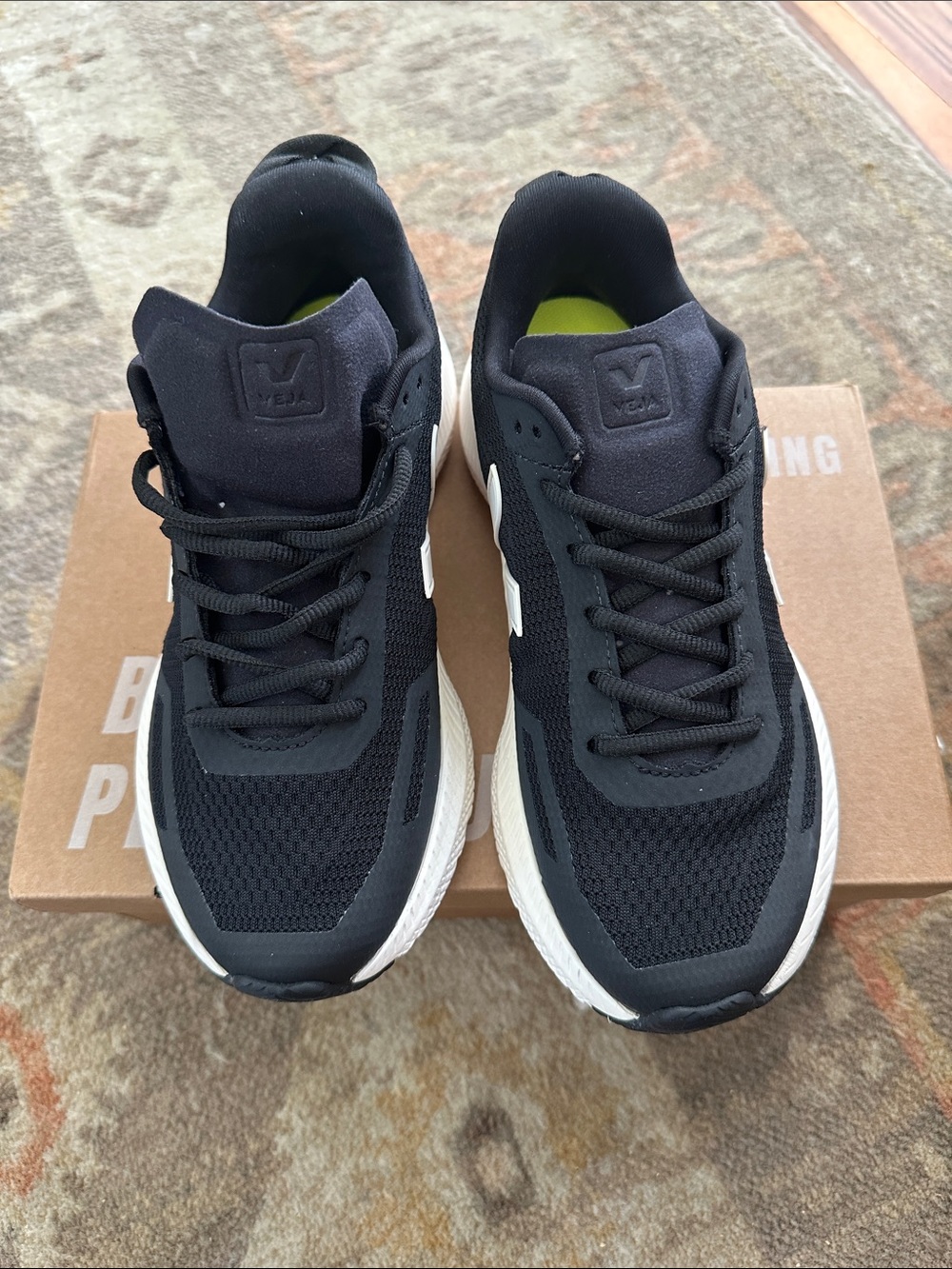 VEJA impala Black and crean Mesh Lace-Up Sneakers